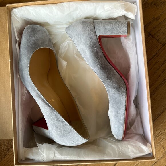 Christian Louboutin 70mm Cadrilla Suede Block-Heel Pumps New, 39.5 - Picture 8 of 9